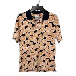 Goodfellow & Co Men's Orange Slice Print Short Sleeve Tropical Polo Shirt Medium